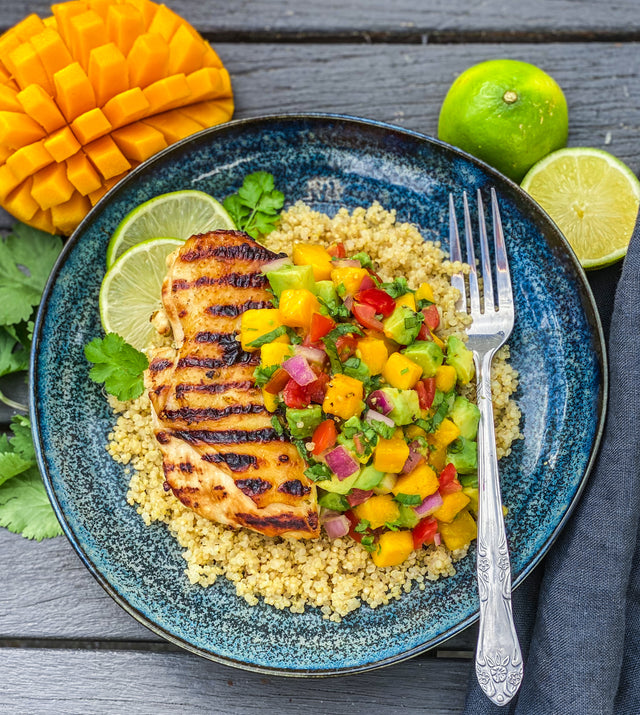 Grilled marinated Chicken Breast with Mango Salsa