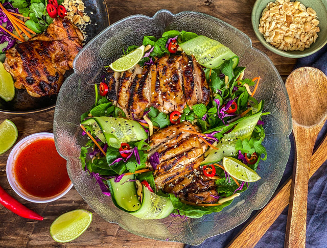 Spicy Asian Style BBQ chicken salad