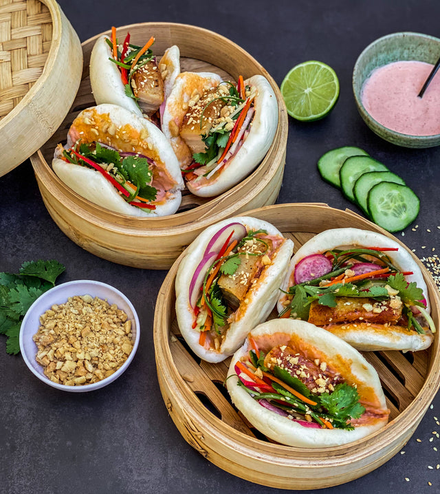 Pork Belly Bao Buns with Spicy Mayo