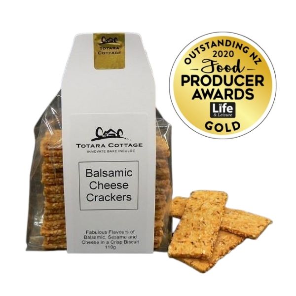 Totara Cottage Balsamic Cheese Crackers 110g- Beautiful selection of fresh cut meat delivered overnight by your favourite online butcher - The Meat Box, We specialise in delivering the best cuts straight to your door across New Zealand. | Meat Delivery | NZ Online Meat