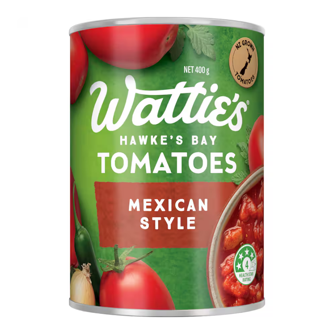 Watties Mexican Style Tomatoes- Beautiful selection of fresh cut meat delivered overnight by your favourite online butcher - The Meat Box, We specialise in delivering the best cuts straight to your door across New Zealand. | Meat Delivery | NZ Online Meat