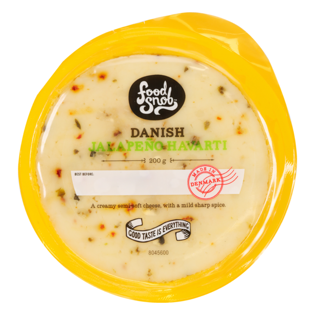 Food Snob Danish Jalapeno Havarti 200g- Beautiful selection of fresh cut meat delivered overnight by your favourite online butcher - The Meat Box, We specialise in delivering the best cuts straight to your door across New Zealand. | Meat Delivery | NZ Online Meat
