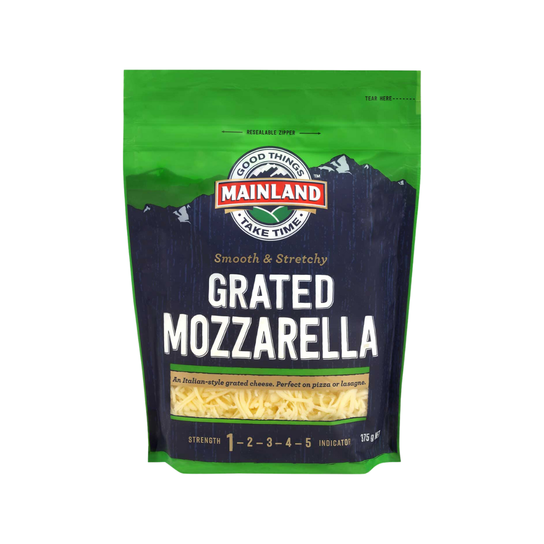 Mainland Grated Mozzarella 375g- Beautiful selection of fresh cut meat delivered overnight by your favourite online butcher - The Meat Box, We specialise in delivering the best cuts straight to your door across New Zealand. | Meat Delivery | NZ Online Meat