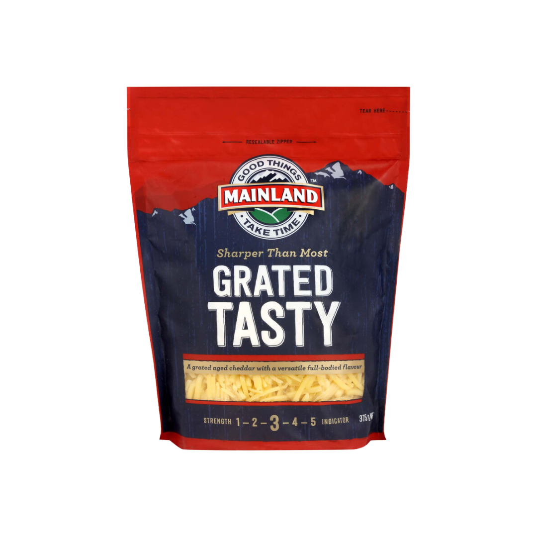 Mainland Grated Tasty 375g- Beautiful selection of fresh cut meat delivered overnight by your favourite online butcher - The Meat Box, We specialise in delivering the best cuts straight to your door across New Zealand. | Meat Delivery | NZ Online Meat