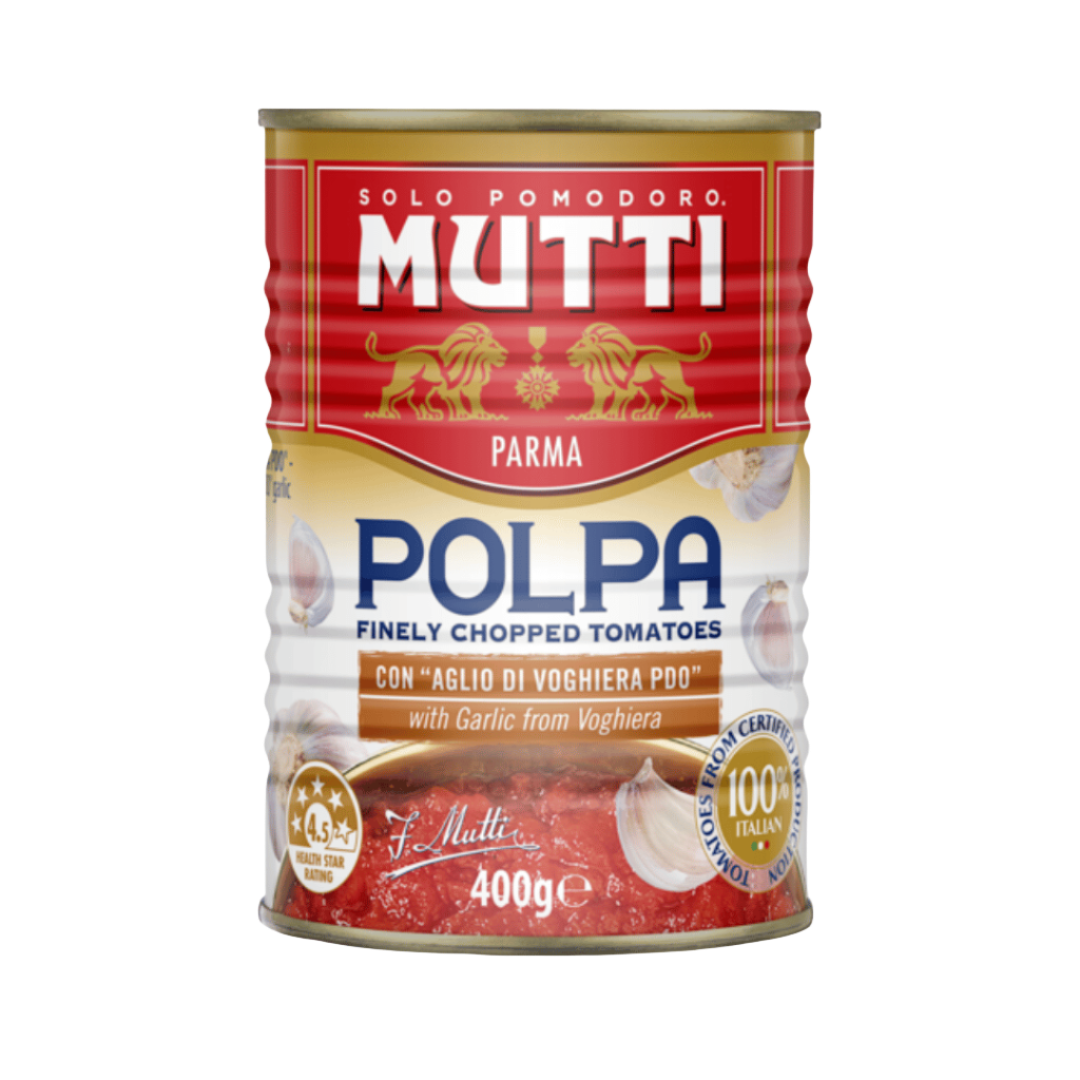 Mutti Polpa With Garlic 400g- Beautiful selection of fresh cut meat delivered overnight by your favourite online butcher - The Meat Box, We specialise in delivering the best cuts straight to your door across New Zealand. | Meat Delivery | NZ Online Meat