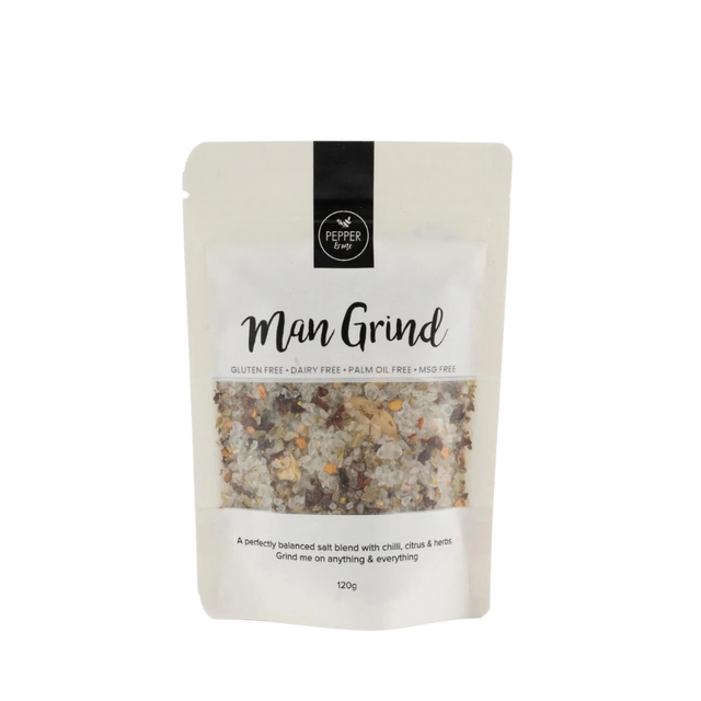 Pepper & Me 'Man Grind Salt Blend'- Beautiful selection of fresh cut meat delivered overnight by your favourite online butcher - The Meat Box, We specialise in delivering the best cuts straight to your door across New Zealand. | Meat Delivery | NZ Online Meat