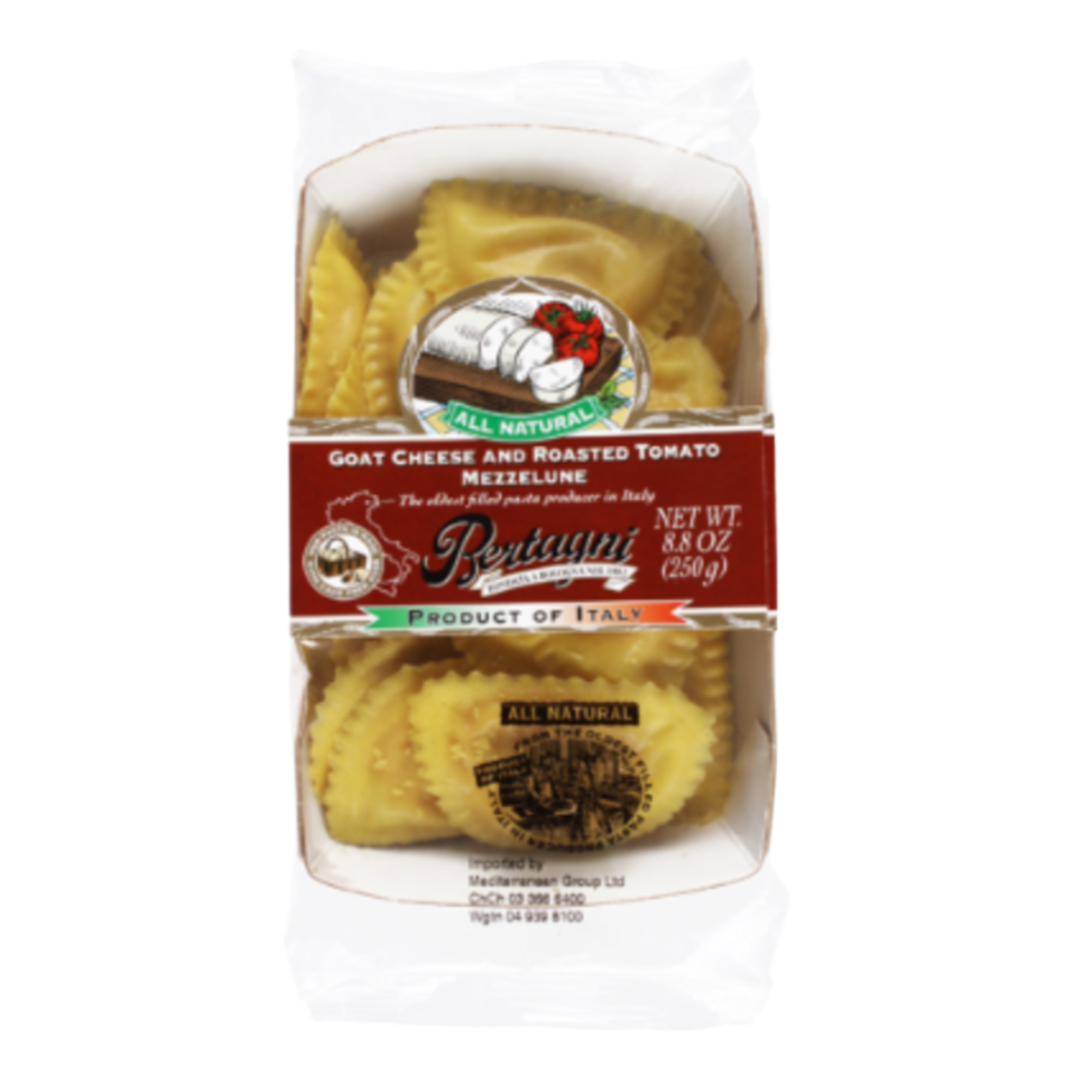 Bertagni Goat Cheese & Tomato Mezzelune- Beautiful selection of fresh cut meat delivered overnight by your favourite online butcher - The Meat Box, We specialise in delivering the best cuts straight to your door across New Zealand. | Meat Delivery | NZ Online Meat