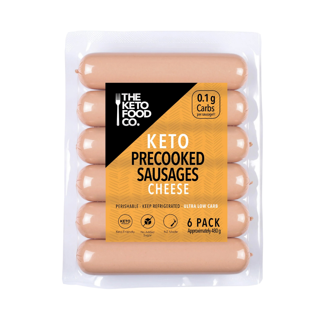 The Keto Food Co Precooked Sausages Cheese 6 Pack- Beautiful selection of fresh cut meat delivered overnight by your favourite online butcher - The Meat Box, We specialise in delivering the best cuts straight to your door across New Zealand. | Meat Delivery | NZ Online Meat