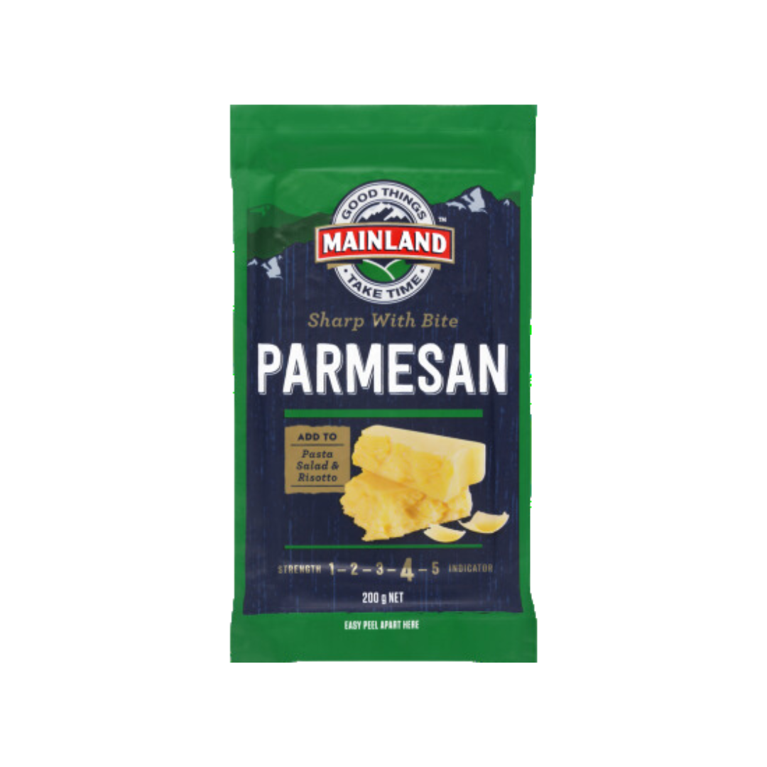 Mainland Parmesan Block 200g- Beautiful selection of fresh cut meat delivered overnight by your favourite online butcher - The Meat Box, We specialise in delivering the best cuts straight to your door across New Zealand. | Meat Delivery | NZ Online Meat