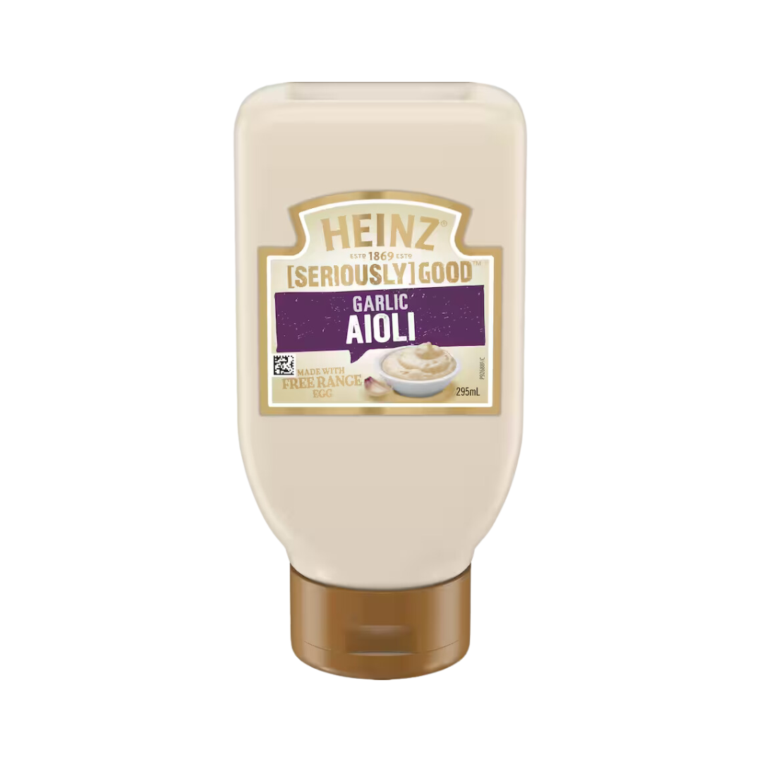 Heinz Seriously Good Aioli- Beautiful selection of fresh cut meat delivered overnight by your favourite online butcher - The Meat Box, We specialise in delivering the best cuts straight to your door across New Zealand. | Meat Delivery | NZ Online Meat