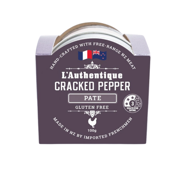 L'authentique Cracked Pepper Pate- Beautiful selection of fresh cut meat delivered overnight by your favourite online butcher - The Meat Box, We specialise in delivering the best cuts straight to your door across New Zealand. | Meat Delivery | NZ Online Meat