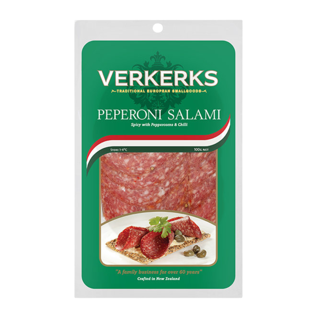 Verkerks Peperoni Salami - 100g- Beautiful selection of fresh cut meat delivered overnight by your favourite online butcher - The Meat Box, We specialise in delivering the best cuts straight to your door across New Zealand. | Meat Delivery | NZ Online Meat