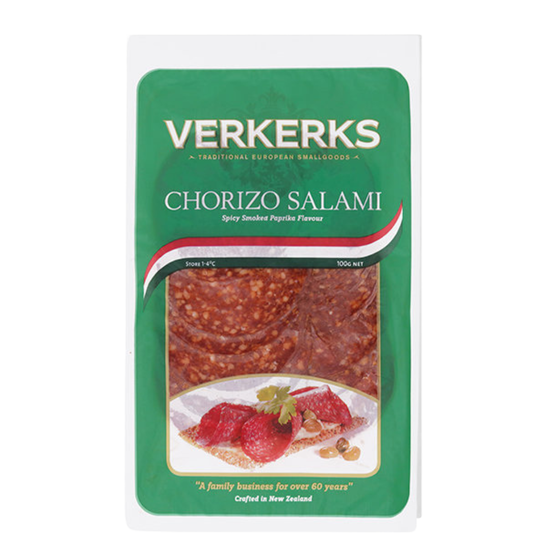 Verkerks Chorizo Salami - 100g- Beautiful selection of fresh cut meat delivered overnight by your favourite online butcher - The Meat Box, We specialise in delivering the best cuts straight to your door across New Zealand. | Meat Delivery | NZ Online Meat