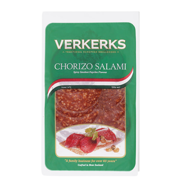 Verkerks Chorizo Salami - 100g- Beautiful selection of fresh cut meat delivered overnight by your favourite online butcher - The Meat Box, We specialise in delivering the best cuts straight to your door across New Zealand. | Meat Delivery | NZ Online Meat