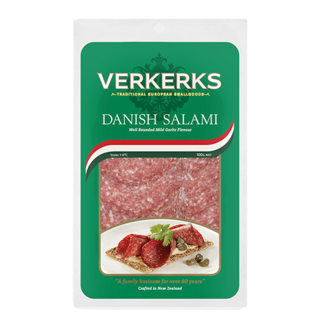 Verkerks Danish Salami - 100g- Beautiful selection of fresh cut meat delivered overnight by your favourite online butcher - The Meat Box, We specialise in delivering the best cuts straight to your door across New Zealand. | Meat Delivery | NZ Online Meat