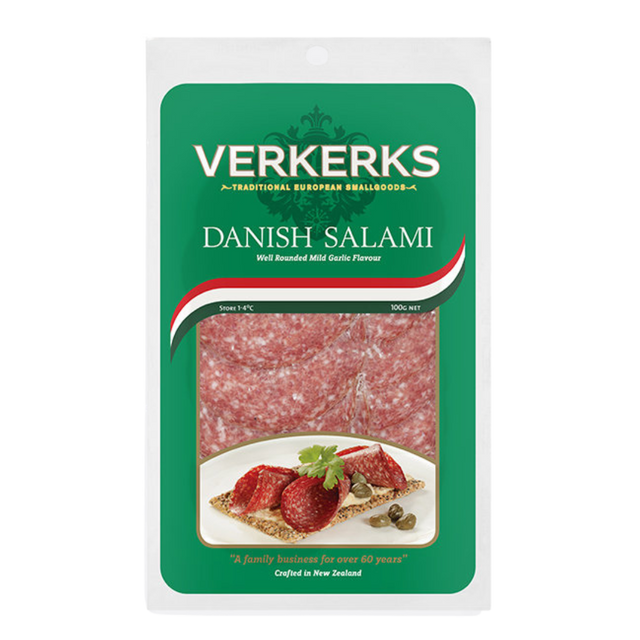 Verkerks Danish Salami - 100g- Beautiful selection of fresh cut meat delivered overnight by your favourite online butcher - The Meat Box, We specialise in delivering the best cuts straight to your door across New Zealand. | Meat Delivery | NZ Online Meat