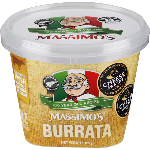 Massimo's Burrata Cheese 125g- Beautiful selection of fresh cut meat delivered overnight by your favourite online butcher - The Meat Box, We specialise in delivering the best cuts straight to your door across New Zealand. | Meat Delivery | NZ Online Meat