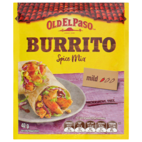 Old El Paso Burrito Spice Mix 40g- Beautiful selection of fresh cut meat delivered overnight by your favourite online butcher - The Meat Box, We specialise in delivering the best cuts straight to your door across New Zealand. | Meat Delivery | NZ Online Meat