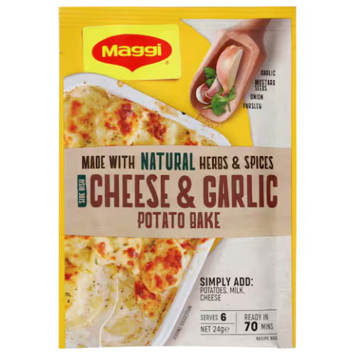 Maggi Side Dish Cheese And Garlic Potato Bake 24g- Beautiful selection of fresh cut meat delivered overnight by your favourite online butcher - The Meat Box, We specialise in delivering the best cuts straight to your door across New Zealand. | Meat Delivery | NZ Online Meat