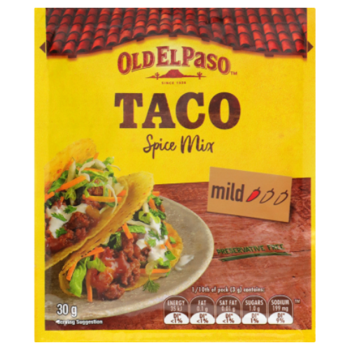 Old El Paso Taco Spice Mix 30g- Beautiful selection of fresh cut meat delivered overnight by your favourite online butcher - The Meat Box, We specialise in delivering the best cuts straight to your door across New Zealand. | Meat Delivery | NZ Online Meat