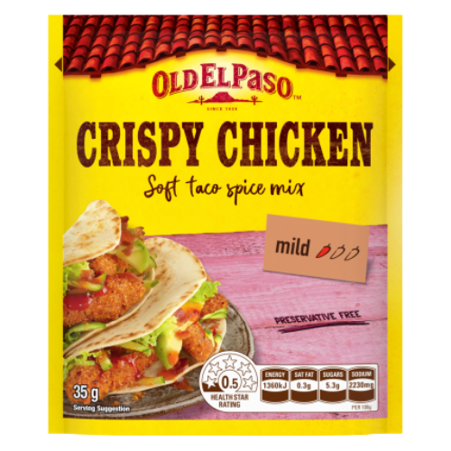 Old El Paso Crispy Chicken Soft Taco Spice Mix 35g- Beautiful selection of fresh cut meat delivered overnight by your favourite online butcher - The Meat Box, We specialise in delivering the best cuts straight to your door across New Zealand. | Meat Delivery | NZ Online Meat