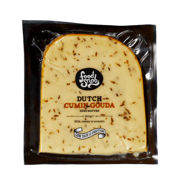 Food Snob Dutch Cumin Gouda- Beautiful selection of fresh cut meat delivered overnight by your favourite online butcher - The Meat Box, We specialise in delivering the best cuts straight to your door across New Zealand. | Meat Delivery | NZ Online Meat